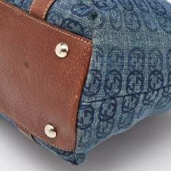 Gucci Navy Blue/Brown Monogram Denim and Leather Tote
