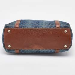 Gucci Navy Blue/Brown Monogram Denim and Leather Tote