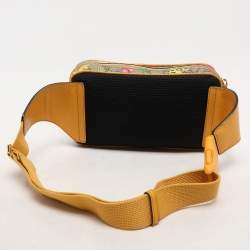 Pre Owned Gucci Yellow GG Supreme Canvas and Leather Ophidia Flora Belt Bag