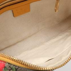 Pre Owned Gucci Yellow GG Supreme Canvas and Leather Ophidia Flora Belt Bag