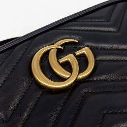 مملوكة مسبقًا Gucci Black Leather Marmont crossbody Bag