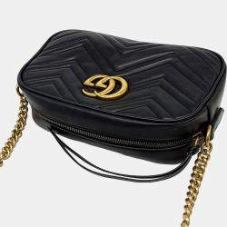 مملوكة مسبقًا Gucci Black Leather Marmont crossbody Bag