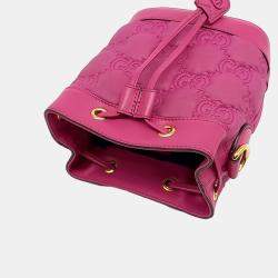 Gucci Pink Leather and Nylon Marmont Matrace Nylon Bucket Bag