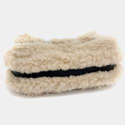 Gucci Beige Black Leather and Shearling Matrace Super Mini Crossbody Bag