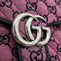 Gucci Purple Fabric GG Marmont Mini Top Handle Bag