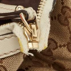 Gucci Beige/Off White GG Canvas and Leather Sukey Boston Bag
