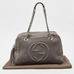 Gucci Grey Leather Large Soho Chain Bag