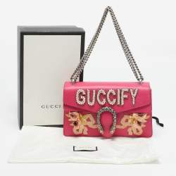 Gucci Pink Leather Small Guccify Pearl Embellished Dionysus Shoulder Bag