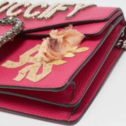 Gucci Pink Leather Small Guccify Pearl Embellished Dionysus Shoulder Bag