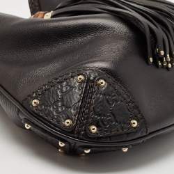 Pre Owned Gucci Black Guccissima Leather Babouska Indy Hobo
