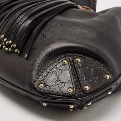 Pre Owned Gucci Black Guccissima Leather Babouska Indy Hobo