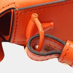 Gucci Orange Leather Mini Horsebit 1955 Web Satchel Bag