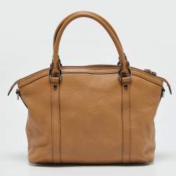 Gucci Choco Tan Leather Interlocking G Charm Satchel