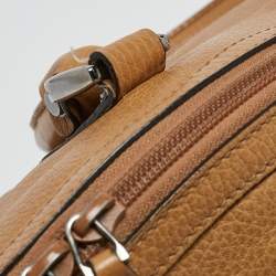 Gucci Choco Tan Leather Interlocking G Charm Satchel