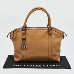 Gucci Choco Tan Leather Interlocking G Charm Satchel