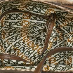 Gucci Beige/Brown Leather and Rabbit Fur 85th Anniversary Handle Bag