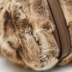 Gucci Beige/Brown Leather and Rabbit Fur 85th Anniversary Handle Bag