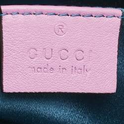 Pre Owned Gucci Pink Matelassé Velvet Mini Faux Diamond GG Marmont Camera Bag