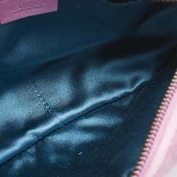 Pre Owned Gucci Pink Matelassé Velvet Mini Faux Diamond GG Marmont Camera Bag