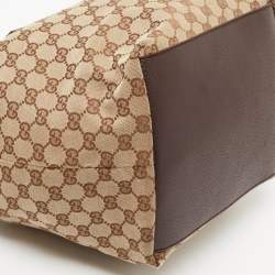 Gucci Beige/Brown GG Canvas and Leather Web Handle Tote