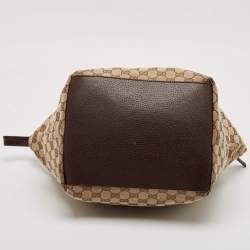 Gucci Beige/Brown GG Canvas and Leather Web Handle Tote