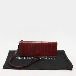 Gucci Burgundy Eel Leather Wristlet Clutch
