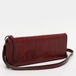 Gucci Burgundy Eel Leather Wristlet Clutch