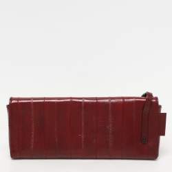 Gucci Burgundy Eel Leather Wristlet Clutch
