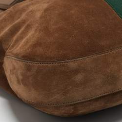 Pre Owned Gucci Brown Suede Vintage Web Soft Jackie Hobo