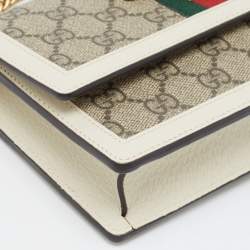 Gucci White/Beige GG Supreme Canvas Web Queen Margaret Wallet On Chain