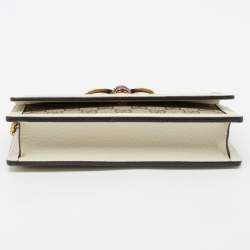 Gucci White/Beige GG Supreme Canvas Web Queen Margaret Wallet On Chain