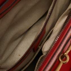 Pre Owned Gucci Orange Patent Leather Medium Bright Bit Tote