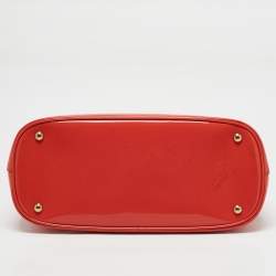 Pre Owned Gucci Orange Patent Leather Medium Bright Bit Tote