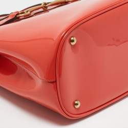 Pre Owned Gucci Orange Patent Leather Medium Bright Bit Tote