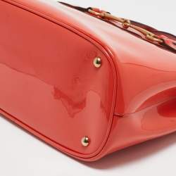 Pre Owned Gucci Orange Patent Leather Medium Bright Bit Tote