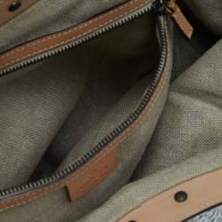 Gucci White/Beige Woven Leather Bamboo Handle Hobo