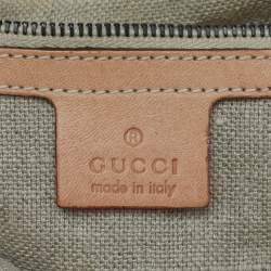 Gucci White/Beige Woven Leather Bamboo Handle Hobo