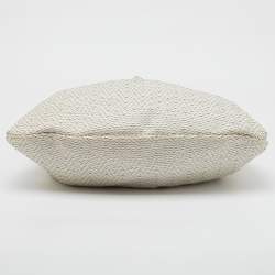 Gucci White/Beige Woven Leather Bamboo Handle Hobo