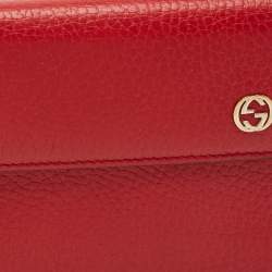 Gucci Red Leather Interlocking G Flap Continental Wallet