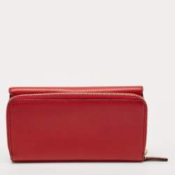 Gucci Red Leather Interlocking G Flap Continental Wallet