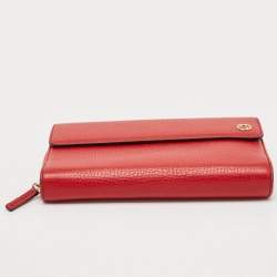 Gucci Red Leather Interlocking G Flap Continental Wallet