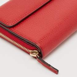 Gucci Red Leather Interlocking G Flap Continental Wallet