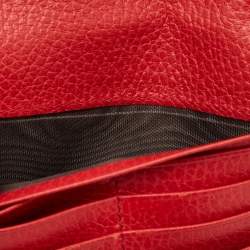 Gucci Red Leather Interlocking G Flap Continental Wallet