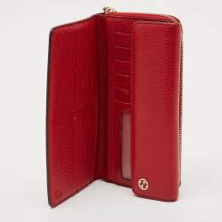 Gucci Red Leather Interlocking G Flap Continental Wallet