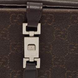 Gucci Dark Brown GG Canvas and Leather Jackie Bardot Continental Wallet