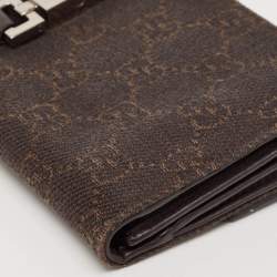 Gucci Dark Brown GG Canvas and Leather Jackie Bardot Continental Wallet