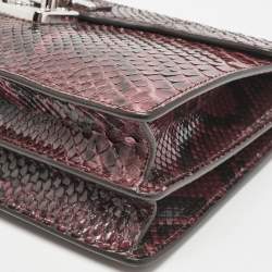 Pre Owned Gucci Burgundy Python Lady Lock Briefcase Clutch