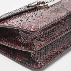 Pre Owned Gucci Burgundy Python Lady Lock Briefcase Clutch
