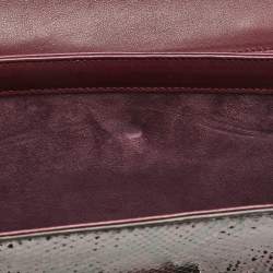 Pre Owned Gucci Burgundy Python Lady Lock Briefcase Clutch