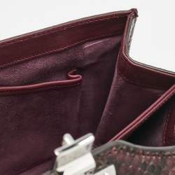 Pre Owned Gucci Burgundy Python Lady Lock Briefcase Clutch